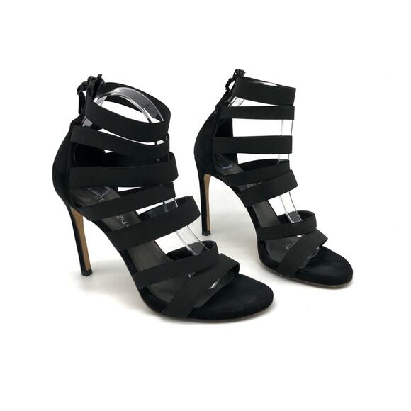 STUART WEITZMAN The Mummy Gladiator Sandal Heel Black Suede 9 - Picture 3 of 12